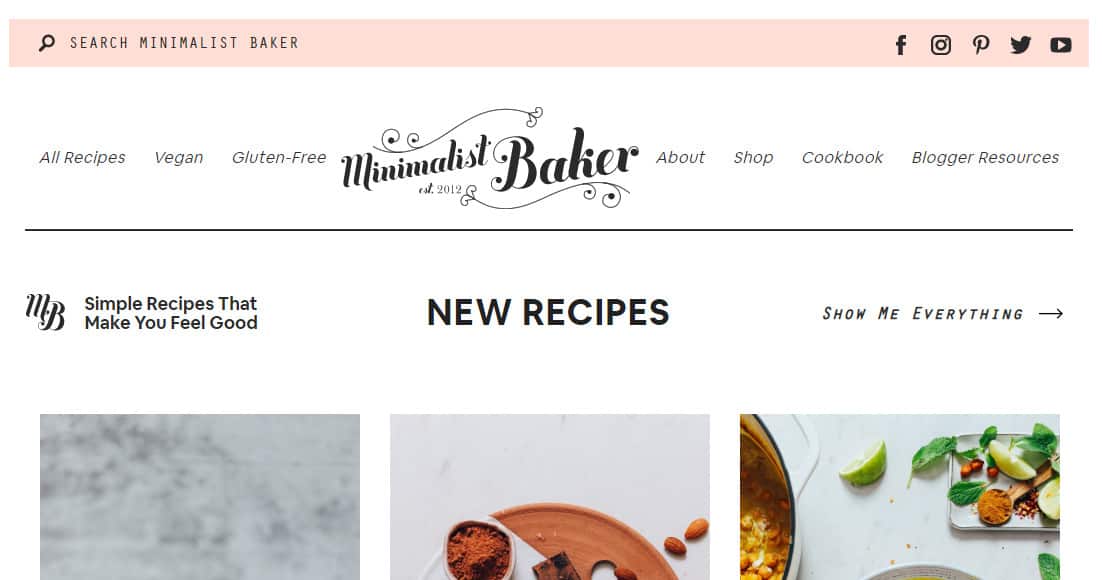 Minimalist Baker Website Page