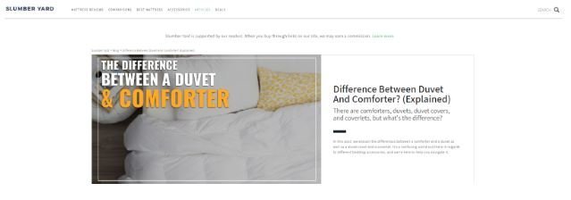 Slumber Yard Top Informational Page