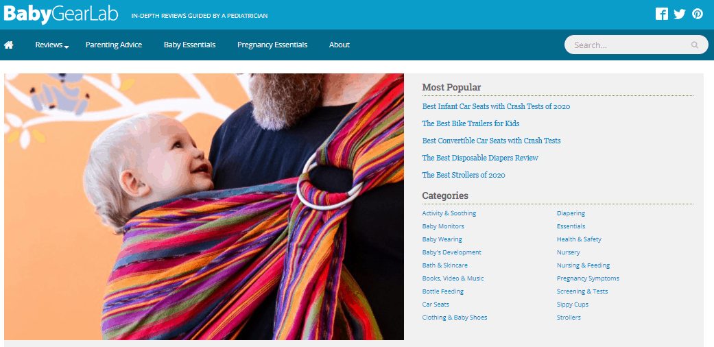 Baby Gear Lab Website Page