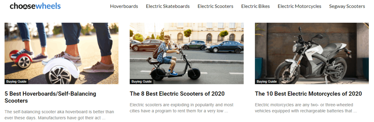 Choose Wheels Website Page