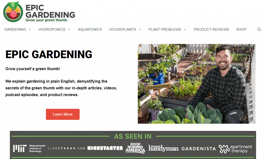Epic Gardening Website Page