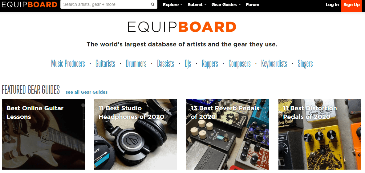 Equipboard Website Page