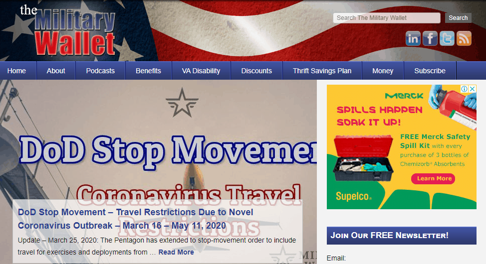 Military Wallet Website Page