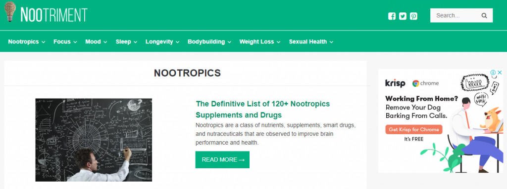 Nootriment Website Page