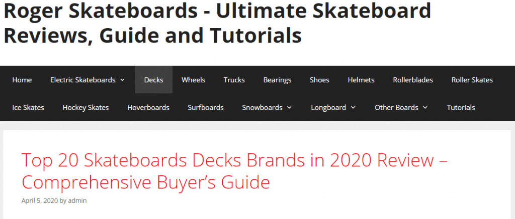 Roger Skateboards Generatig Page