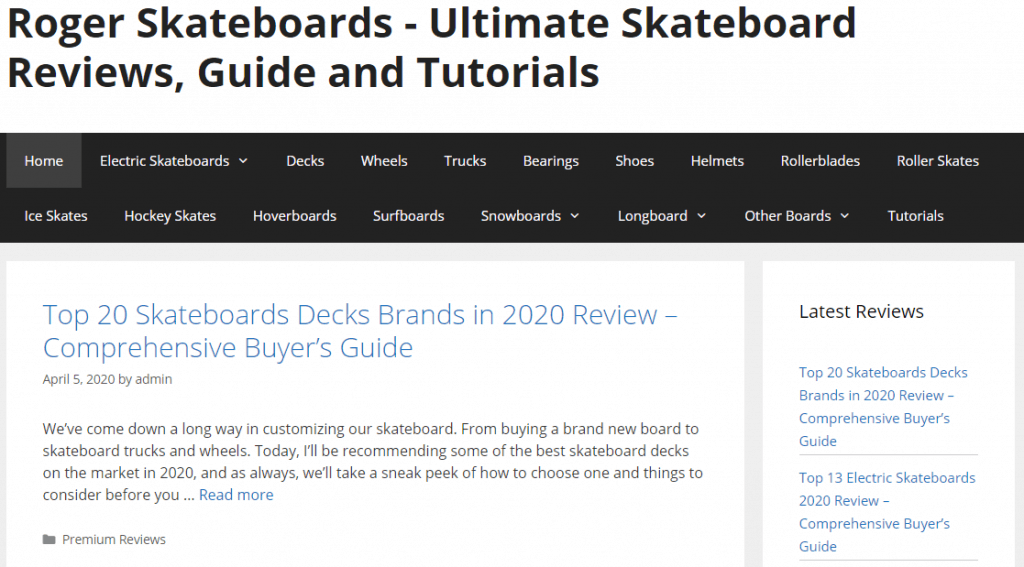 Roger Skateboards Website