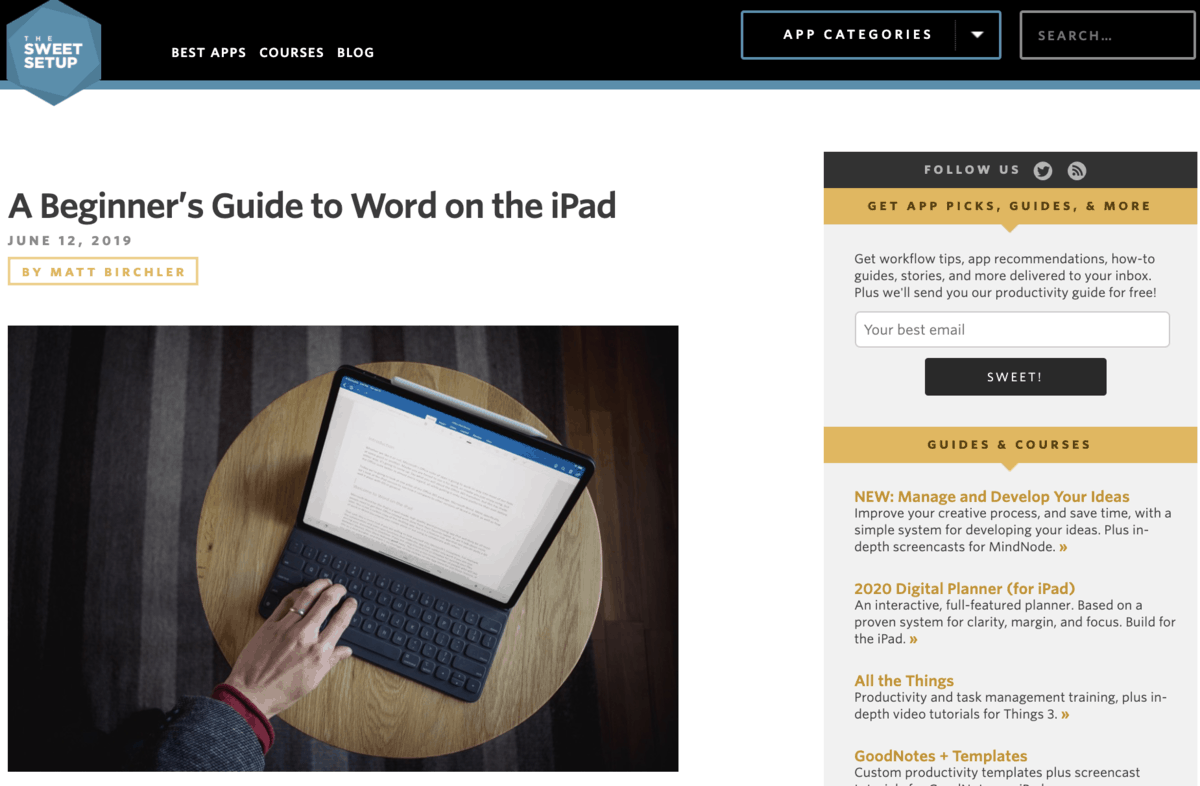 Sweet Setup Informational Page