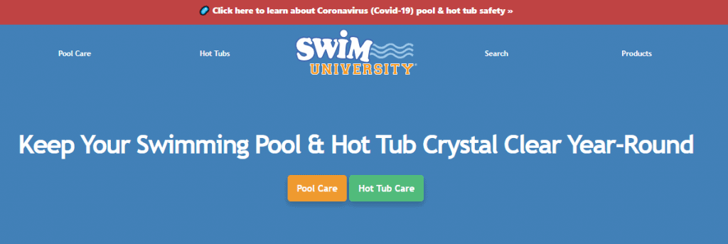 Swim University Website Page