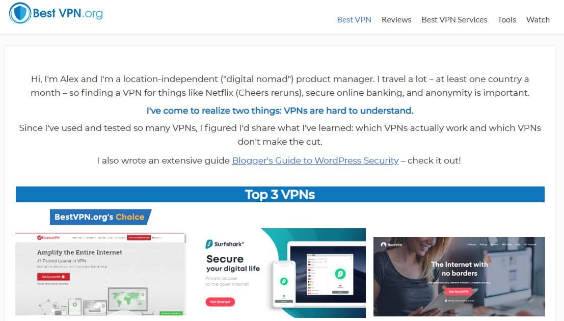 Top VPN Website Page