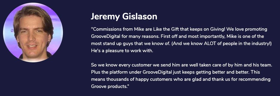 Groove Affiliate Feedback - Jeremy