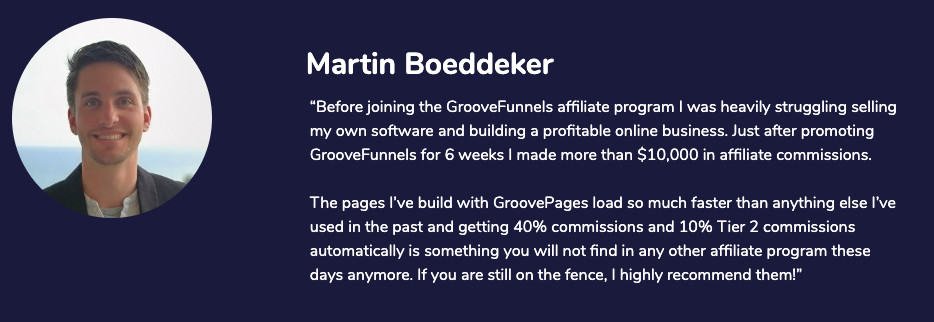 Groove Affiliate Feedback - Martin