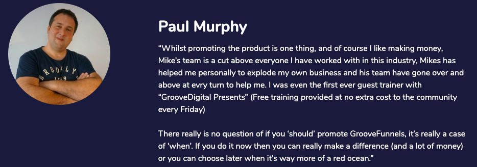 Groove Affiliate Feedback - Paul